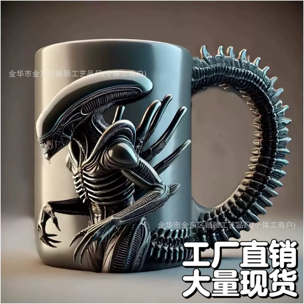 New Xenomorph Mug Shaped Coffee Mug with Heat Transfer 3D Effect Cross border Wholesale image 0