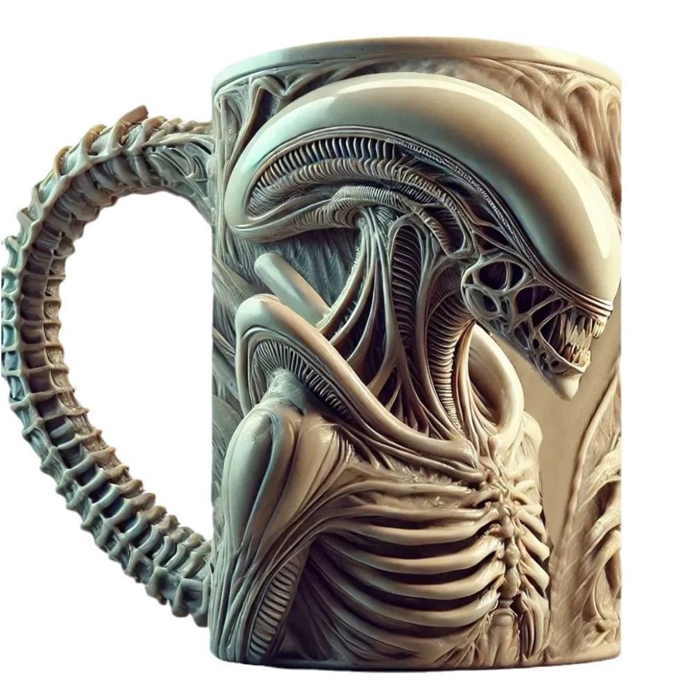 New Xenomorph Mug Shaped Coffee Mug with Heat Transfer 3D Effect Cross border Wholesale image 2
