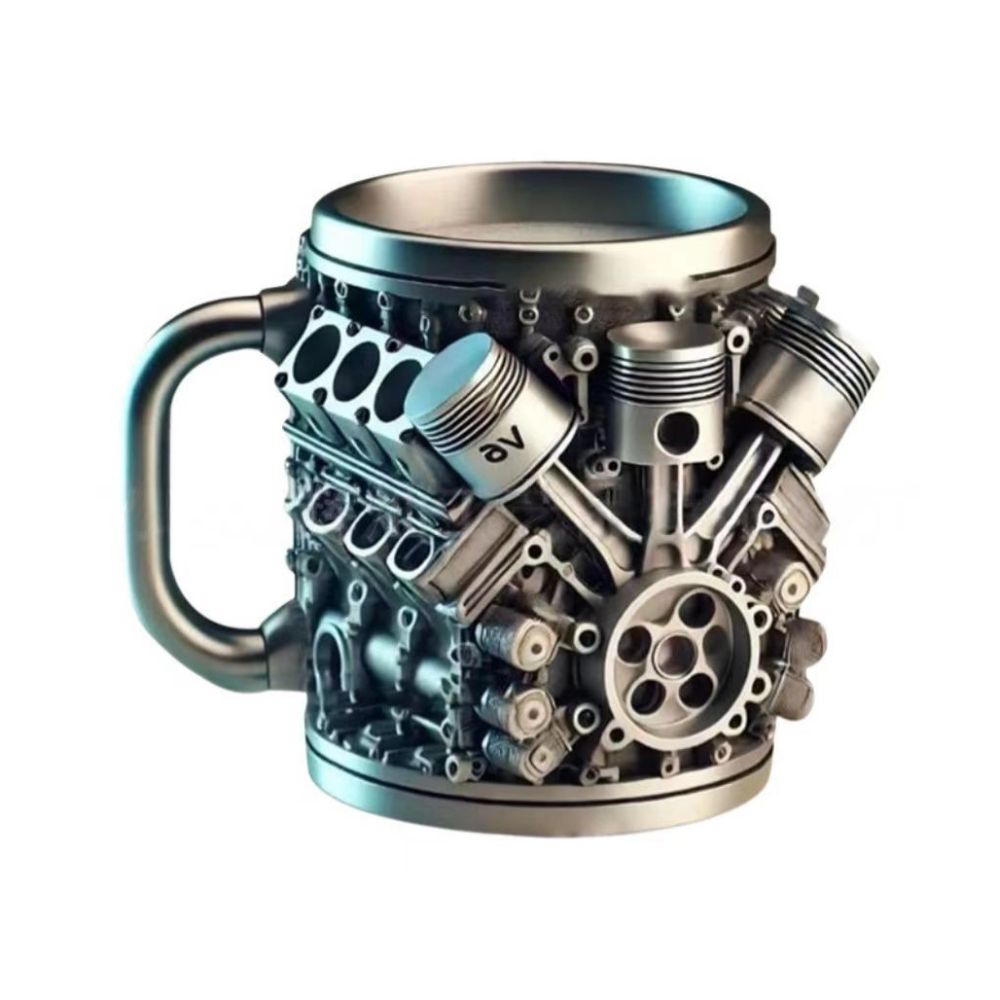 Cross border V8 engine mug V6 creative mug resin craft high end niche mechanical engine ornament image 1