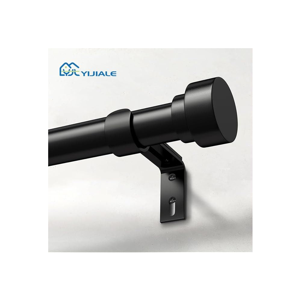 Nordic Roman blind rod black single or double rod top mounted track industrial style rod perforated thickened aluminum alloy image 0