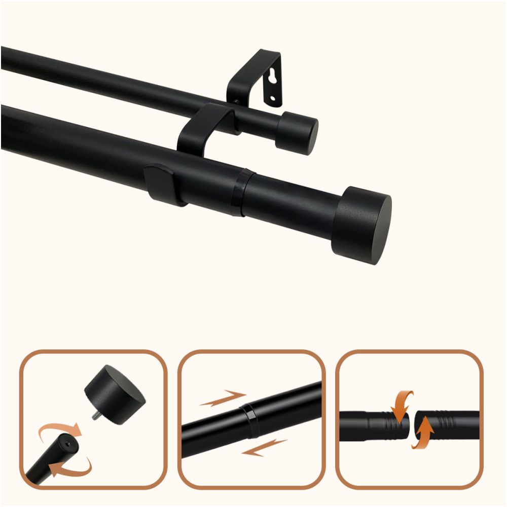 Cross border factory direct sales of double bar threaded telescopic metal curtain rods TEMU Amazon export individual packaging image 1