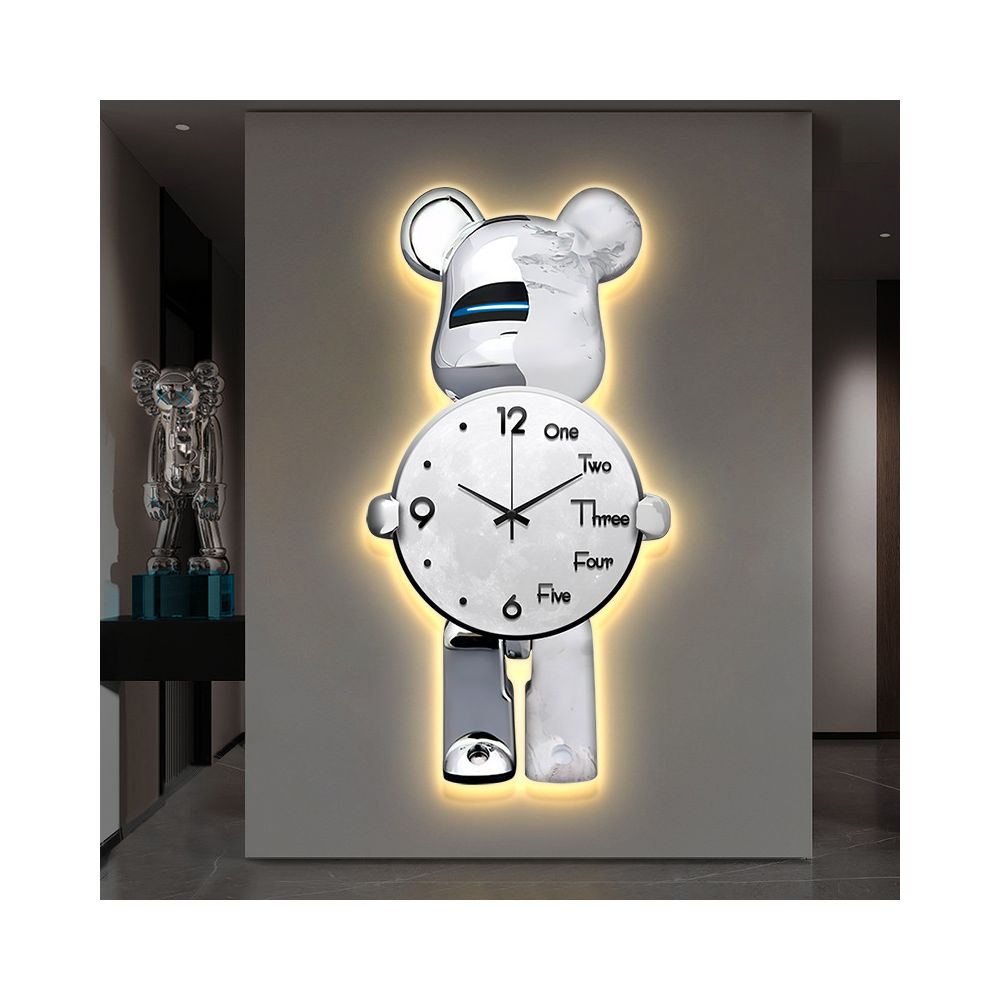 Violent Bear Clock Wall Clock Living Room Internet Celebrity Modern Simple 2025 New Atmosphere High end Creative Clock Wall Lamp image 1