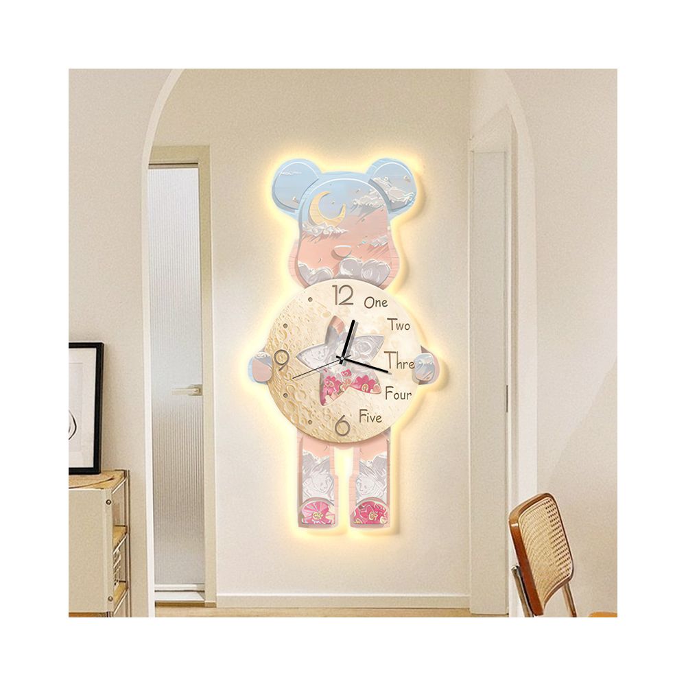 Violent Bear Clock Wall Clock Living Room Internet Celebrity Modern Simple 2025 New Atmosphere High end Creative Clock Wall Lamp image 2