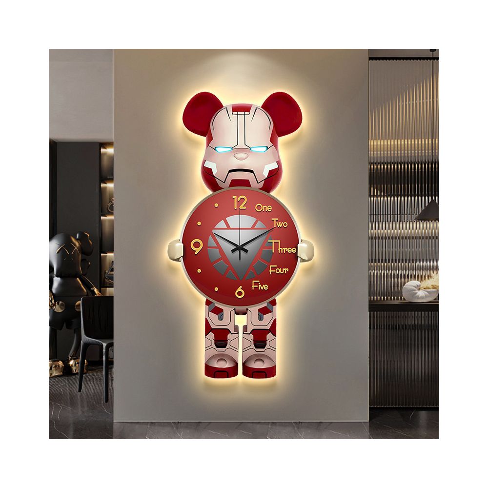 Nestfyhome Bear Wall Clock – Modern Minimalist Creative Hanging Clock with Ambient Wall Light for Living Room, 2025 New Style Luxury Room Decor