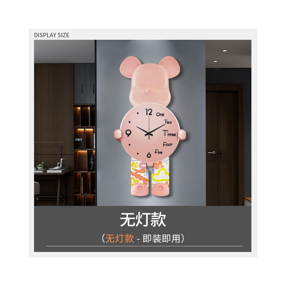 Nestfyhome Bear Wall Clock – Modern Minimalist Creative Hanging Clock with Ambient Wall Light for Living Room, 2025 New Style Luxury Room Decor