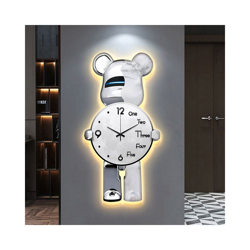 Nestfyhome Bear Wall Clock – Modern Minimalist Creative Hanging Clock with Ambient Wall Light for Living Room, 2025 New Style Luxury Room Decor