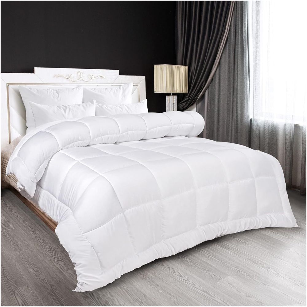 Nestfyhome Urban Loft Thick Quilt Insert – 100% Cotton Heavyweight All-Season White Comforter, Premium Industrial Style Bedding Duvet Inner for Bedroom & Homestay