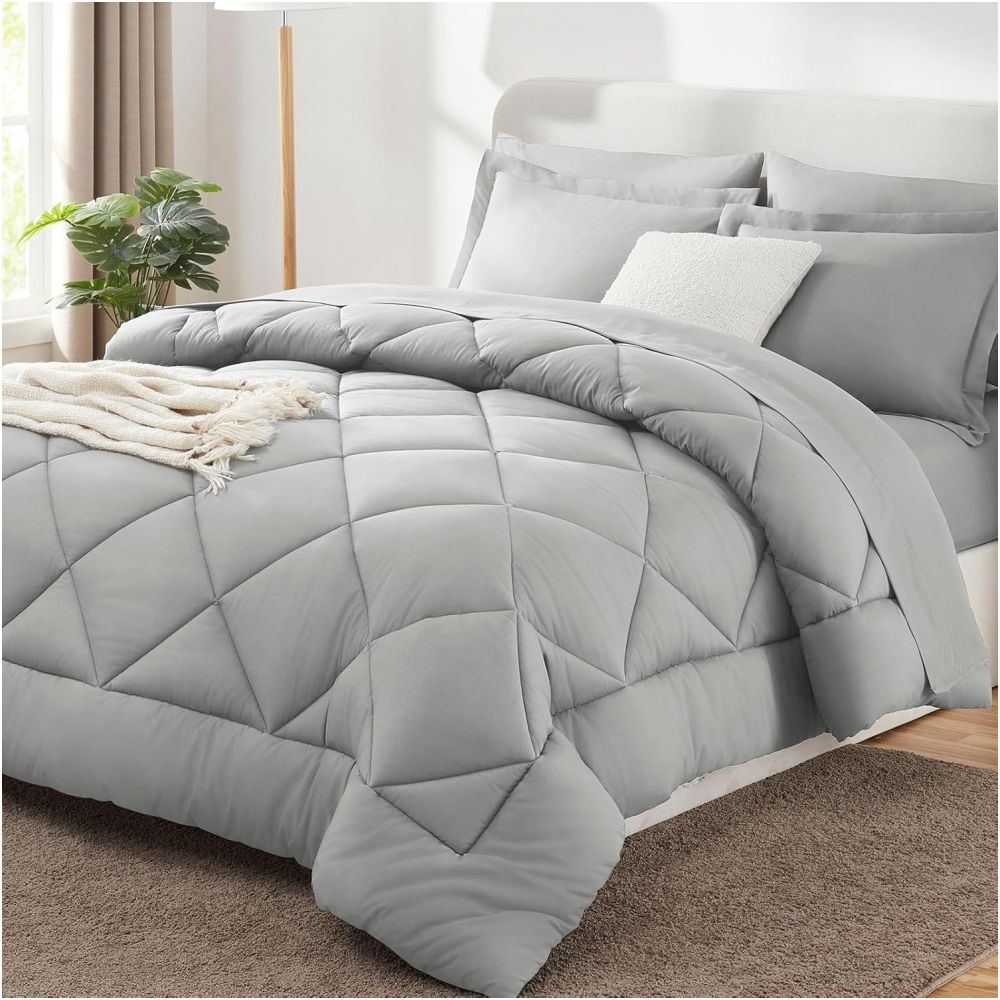 Nestfyhome Street-Chic Brushed Quilted Bedding Set – Modern 3 Piece Diamond Wave Duvet Cover, Solid Color Minimalist Comforter Cover for Urban Living & Contemporary Studio Decor