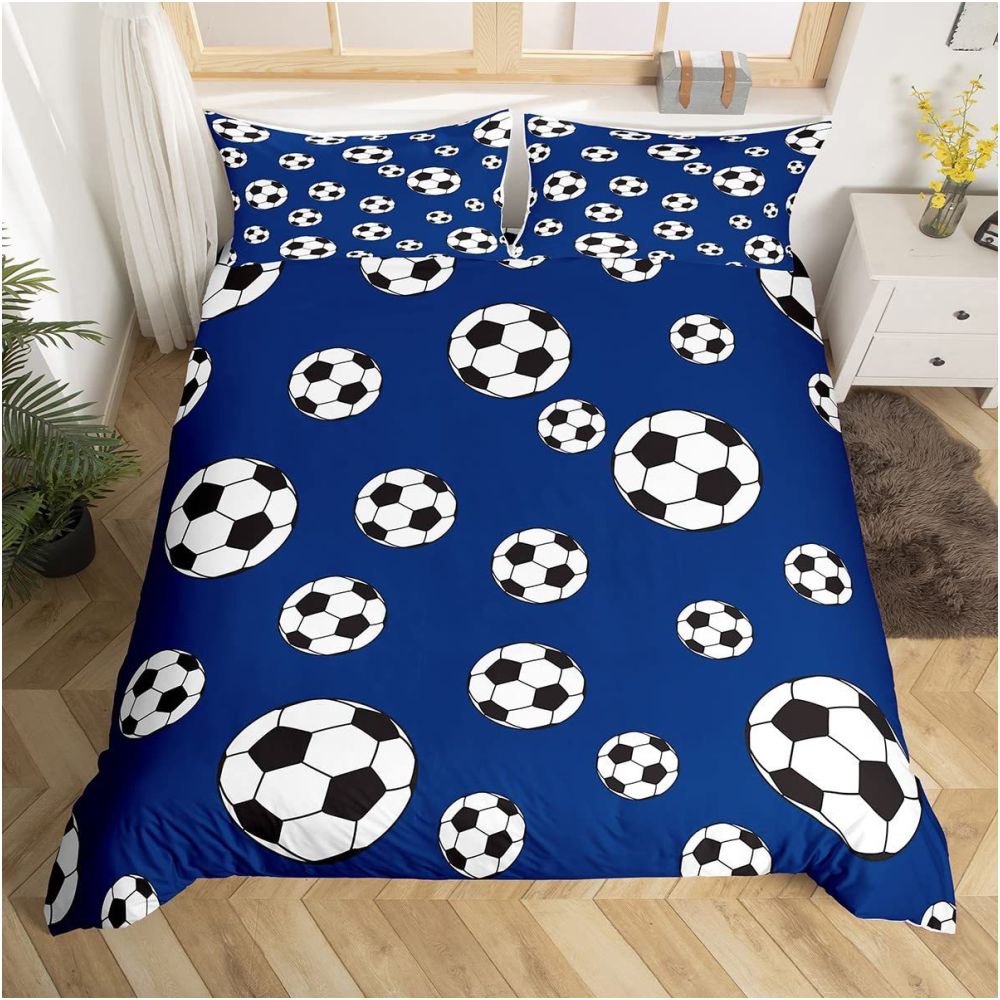 Nestfyhome Ice Hockey and Field Hockey Bedding Set – Sports Bed Down Comforter, Children’s Winter Sports & Games, 3-Piece Set