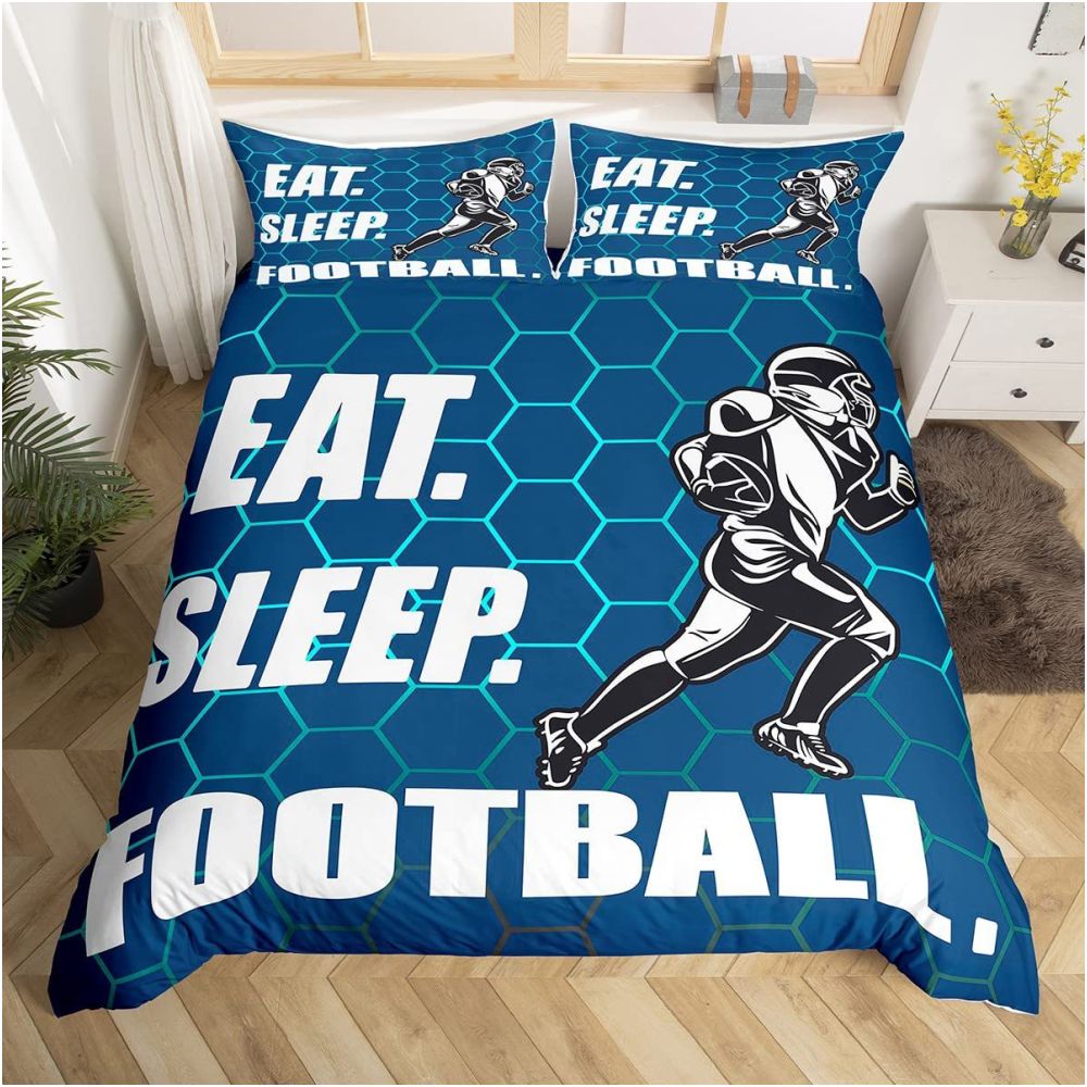 Nestfyhome Ice Hockey and Field Hockey Bedding Set – Sports Bed Down Comforter, Children’s Winter Sports & Games, 3-Piece Set