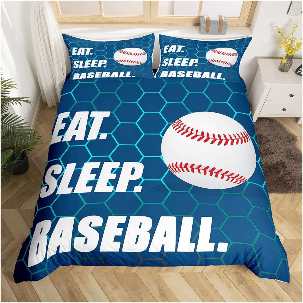 Nestfyhome Ice Hockey and Field Hockey Bedding Set – Sports Bed Down Comforter, Children’s Winter Sports & Games, 3-Piece Set