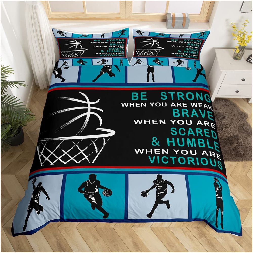 Nestfyhome Ice Hockey and Field Hockey Bedding Set – Sports Bed Down Comforter, Children’s Winter Sports & Games, 3-Piece Set