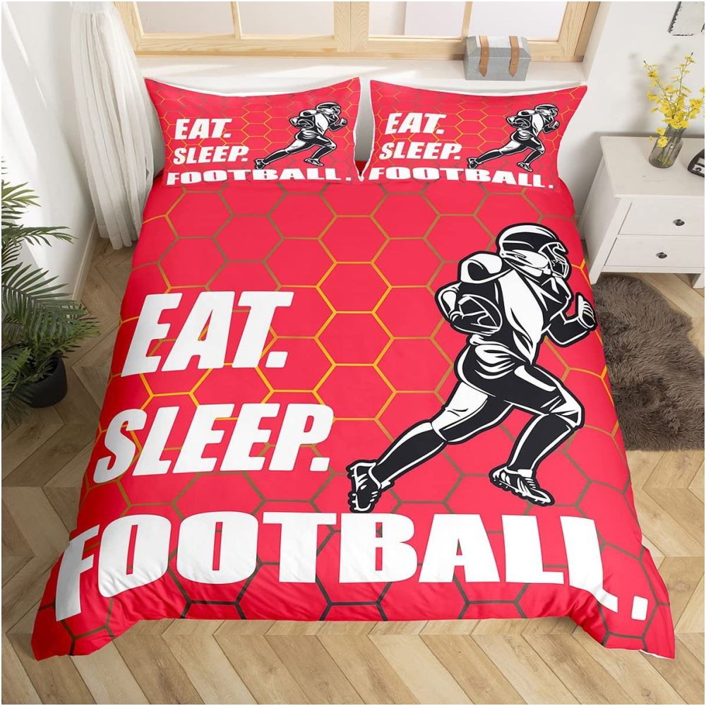 Nestfyhome Ice Hockey and Field Hockey Bedding Set – Sports Bed Down Comforter, Children’s Winter Sports & Games, 3-Piece Set