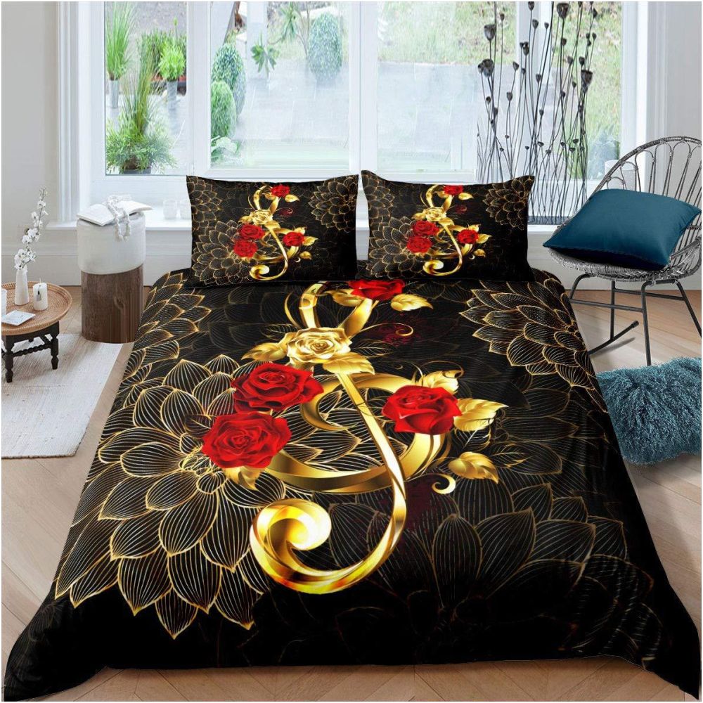 Nestfyhome Romantic Rose Gold Floral Print Down Duvet Cover – Cross-Border All-Season Bedding, Soft Bedroom & Guest Room Decor