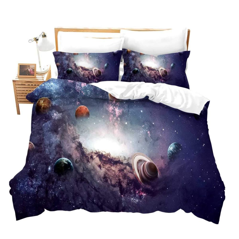 Nestfyhome Cross-Border Starry Sky Down Duvet Cover Set – Galaxy and Universe Print, 3-Piece Bedding Set for Teenagers & Children