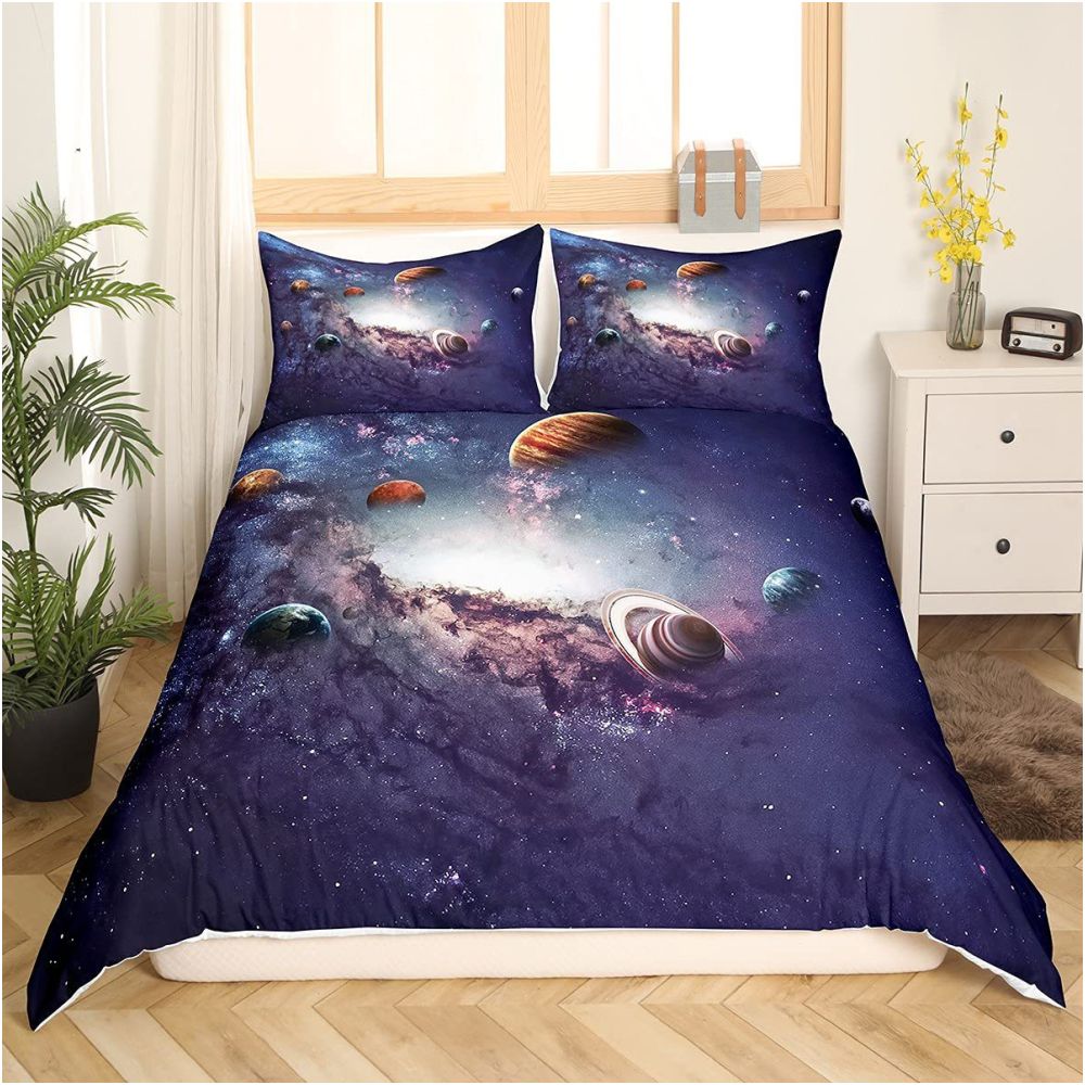 Cross border Starry Sky Down Duvet Cover Set Galaxy and Universe Print Three Piece Bedding Set for Teenagers and Children image 1