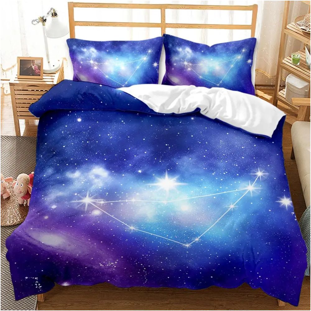 Nestfyhome Cross-Border Starry Sky Down Duvet Cover Set – Galaxy and Universe Print, 3-Piece Bedding Set for Teenagers & Children