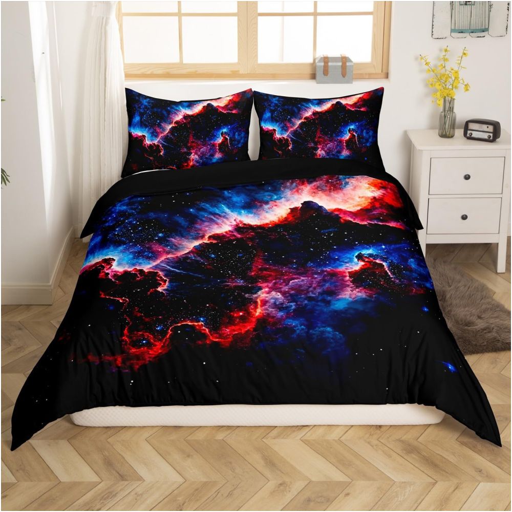 Nestfyhome Cross-Border Starry Sky Down Duvet Cover Set – Galaxy and Universe Print, 3-Piece Bedding Set for Teenagers & Children