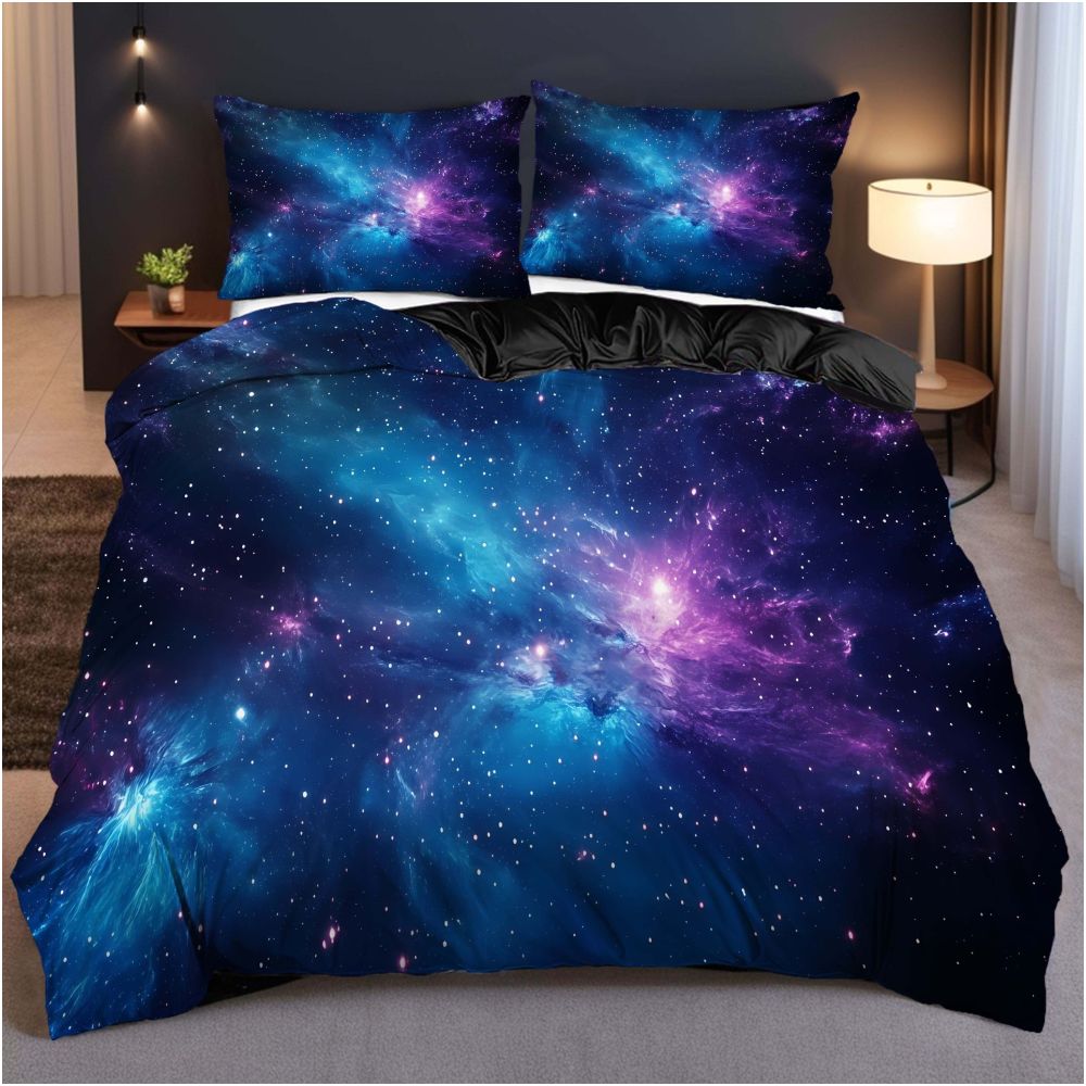 Nestfyhome Cross-Border Starry Sky Down Duvet Cover Set – Galaxy and Universe Print, 3-Piece Bedding Set for Teenagers & Children