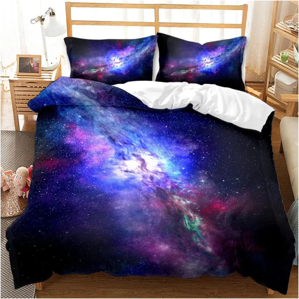 Nestfyhome Cross-Border Starry Sky Down Duvet Cover Set – Galaxy and Universe Print, 3-Piece Bedding Set for Teenagers & Children