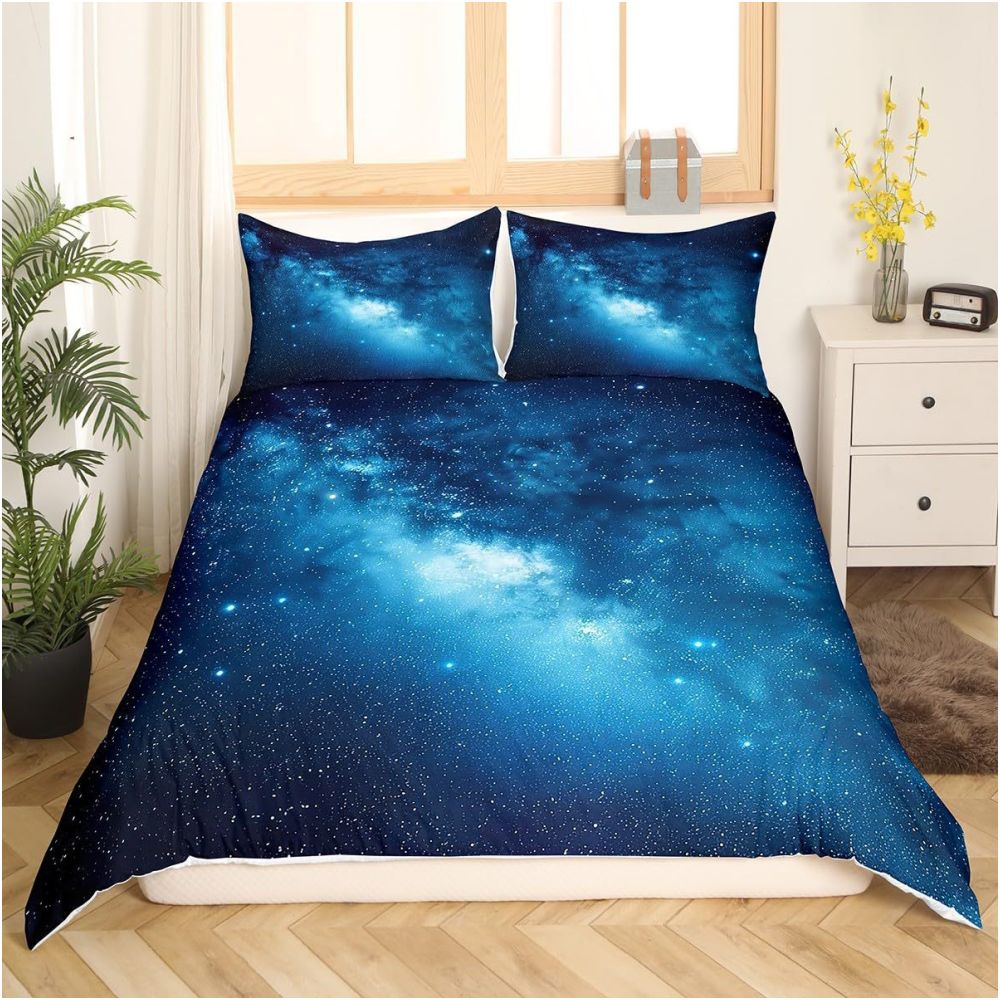 Nestfyhome Cross-Border Starry Sky Down Duvet Cover Set – Galaxy and Universe Print, 3-Piece Bedding Set for Teenagers & Children