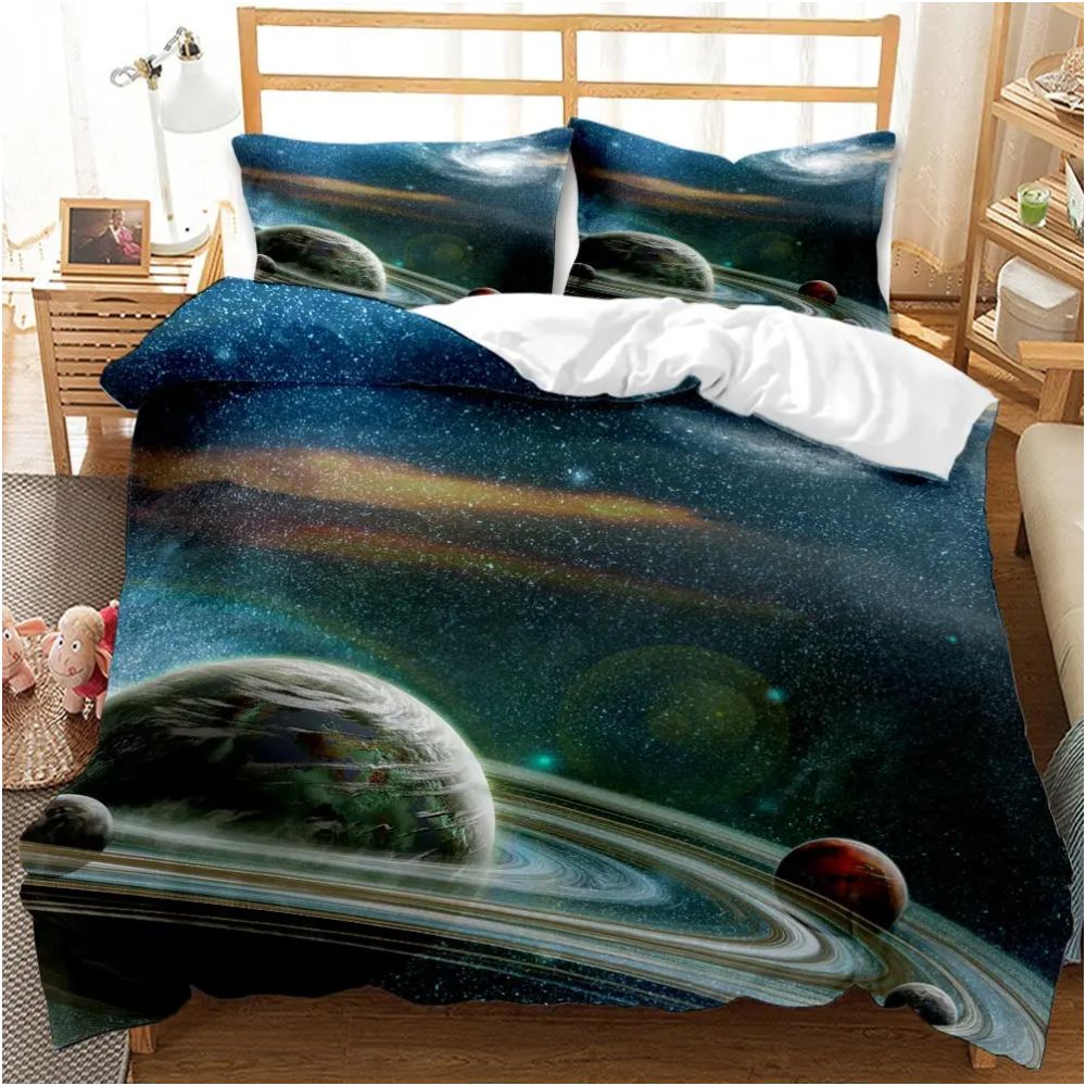 Nestfyhome Cross-Border Starry Sky Down Duvet Cover Set – Galaxy and Universe Print, 3-Piece Bedding Set for Teenagers & Children
