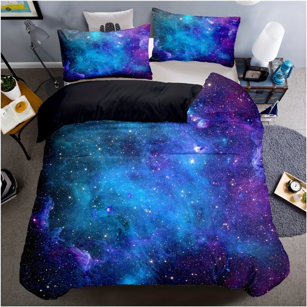 Nestfyhome Cross-Border Starry Sky Down Duvet Cover Set – Galaxy and Universe Print, 3-Piece Bedding Set for Teenagers & Children