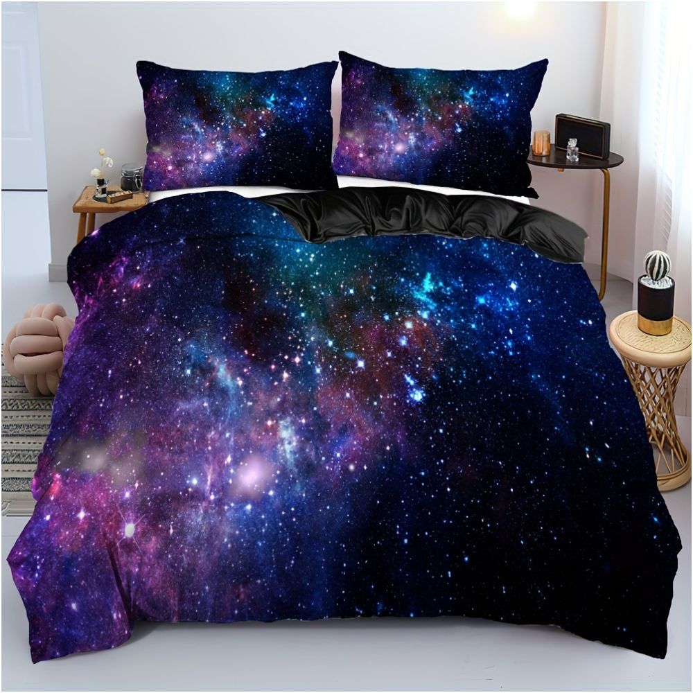 Nestfyhome Cross-Border Starry Sky Down Duvet Cover Set – Galaxy and Universe Print, 3-Piece Bedding Set for Teenagers & Children