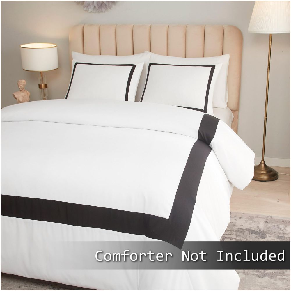 Black striped down duvet cover three piece hotel bedding set minimalist Nordic print duvet cover image 1