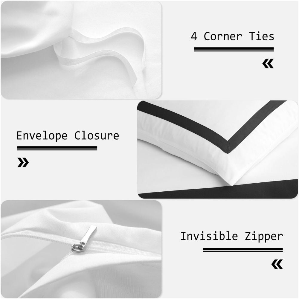 Black striped down duvet cover three piece hotel bedding set minimalist Nordic print duvet cover image 3