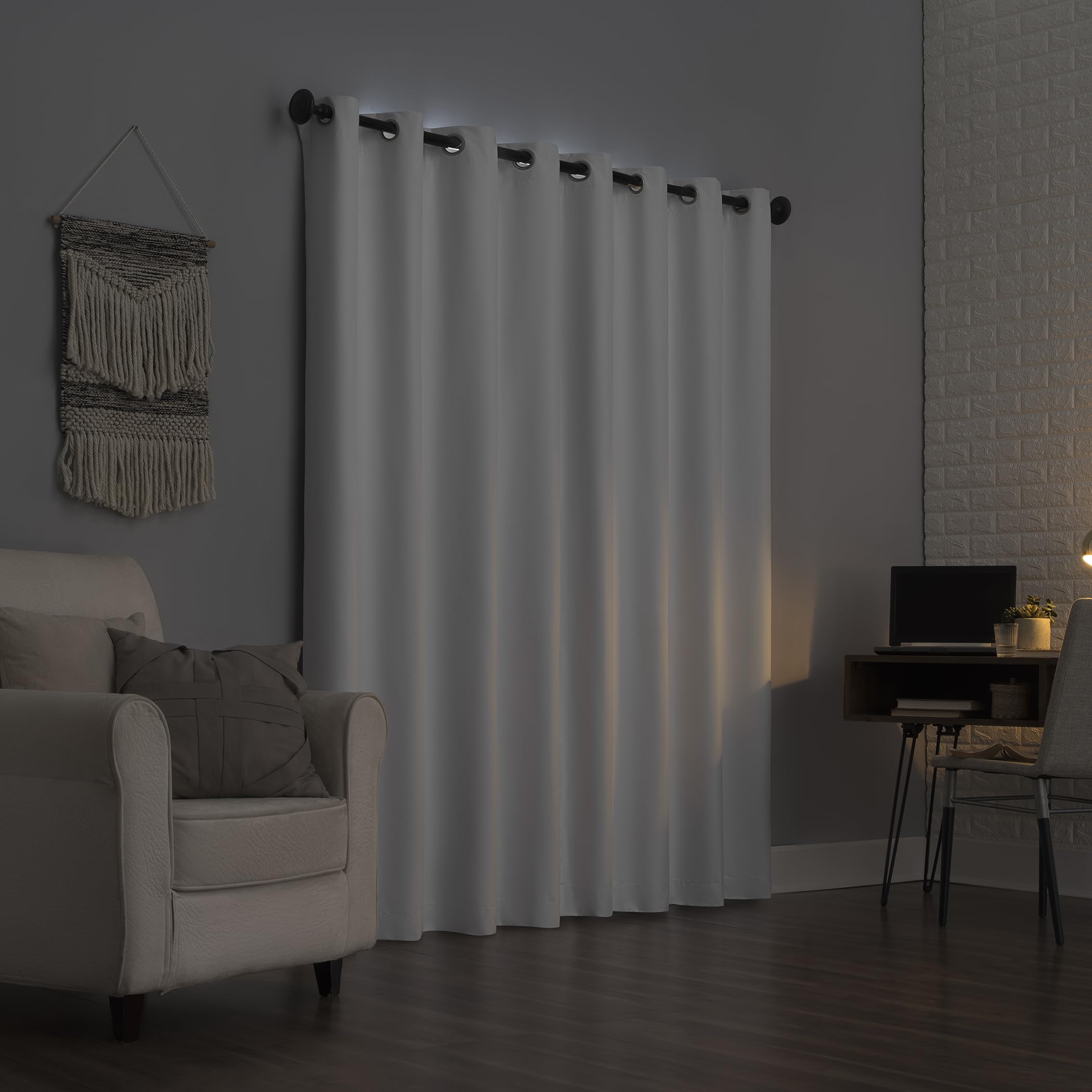 Sun Zero Columbia 2-Pack Thermal Energy Saving 100% Blackout Grommet Curtain Panel Pair, 50" x 84", Dove White