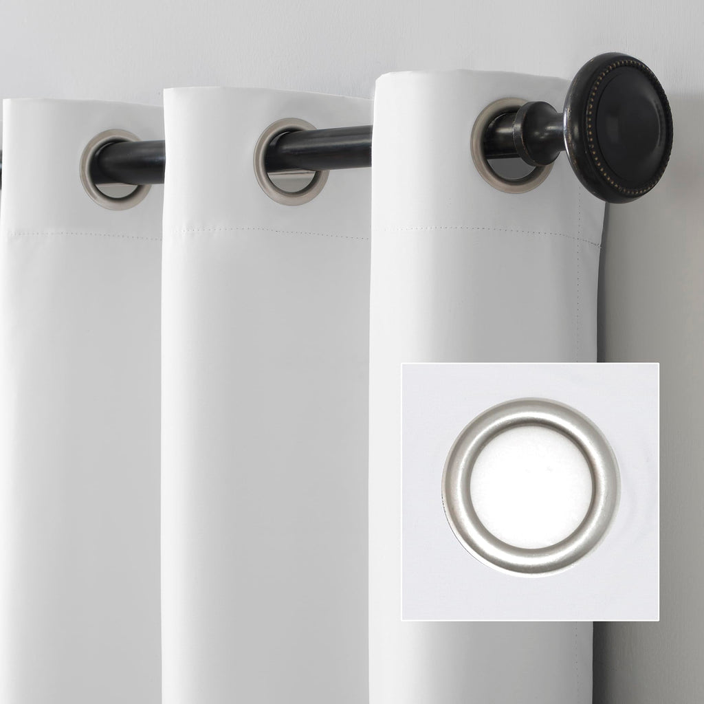 Sun Zero Columbia 2-Pack Thermal Energy Saving 100% Blackout Grommet Curtain Panel Pair, 50" x 84", Dove White