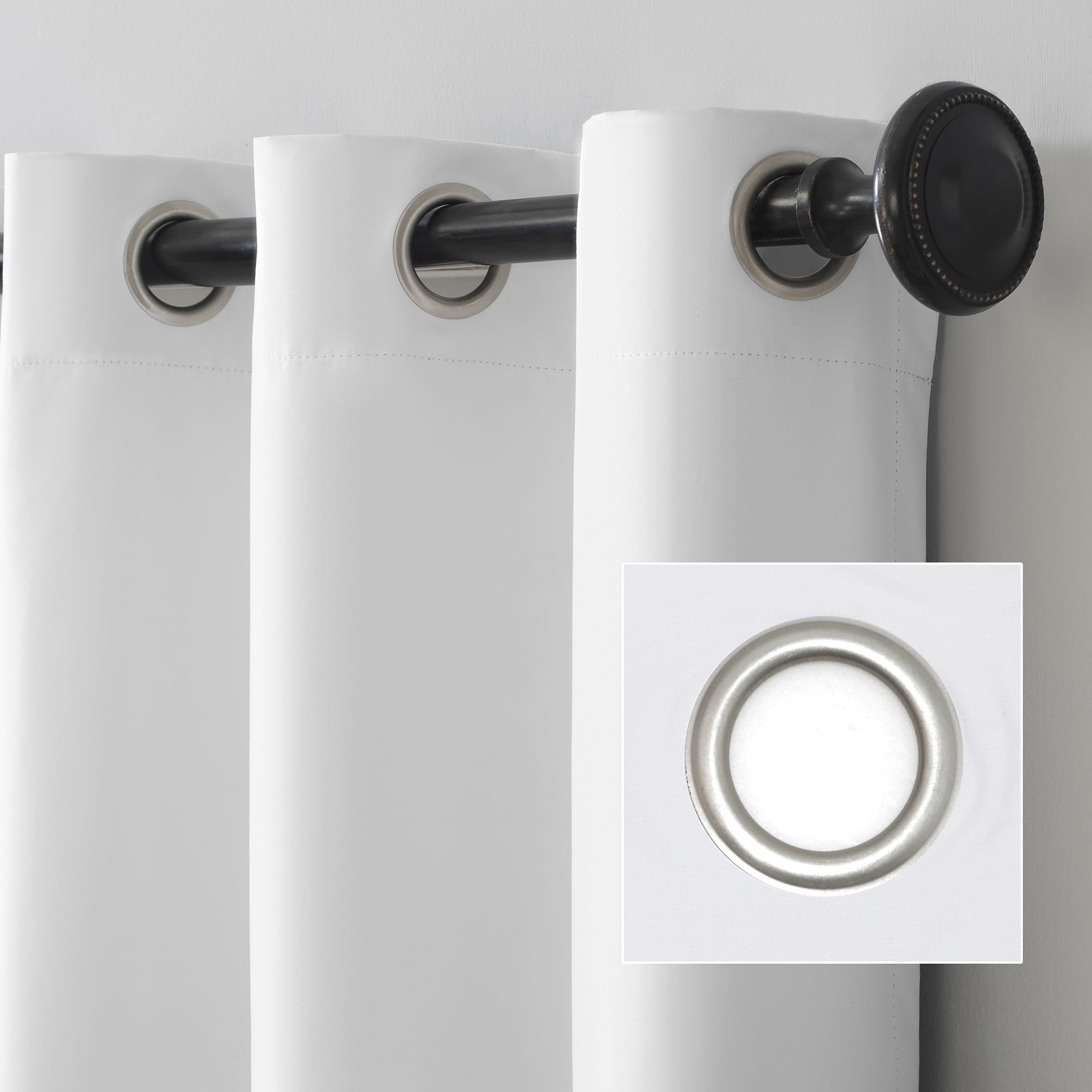 Sun Zero Columbia 2-Pack Thermal Energy Saving 100% Blackout Grommet Curtain Panel Pair, 50" x 84", Dove White