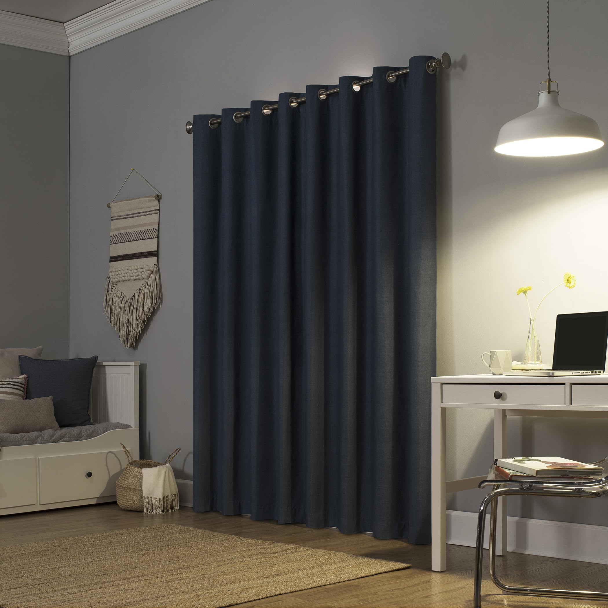 Sun Zero Columbia 2-Pack Thermal Energy Saving 100% Blackout Grommet Curtain Panel Pair, 50" x 84", Dove White