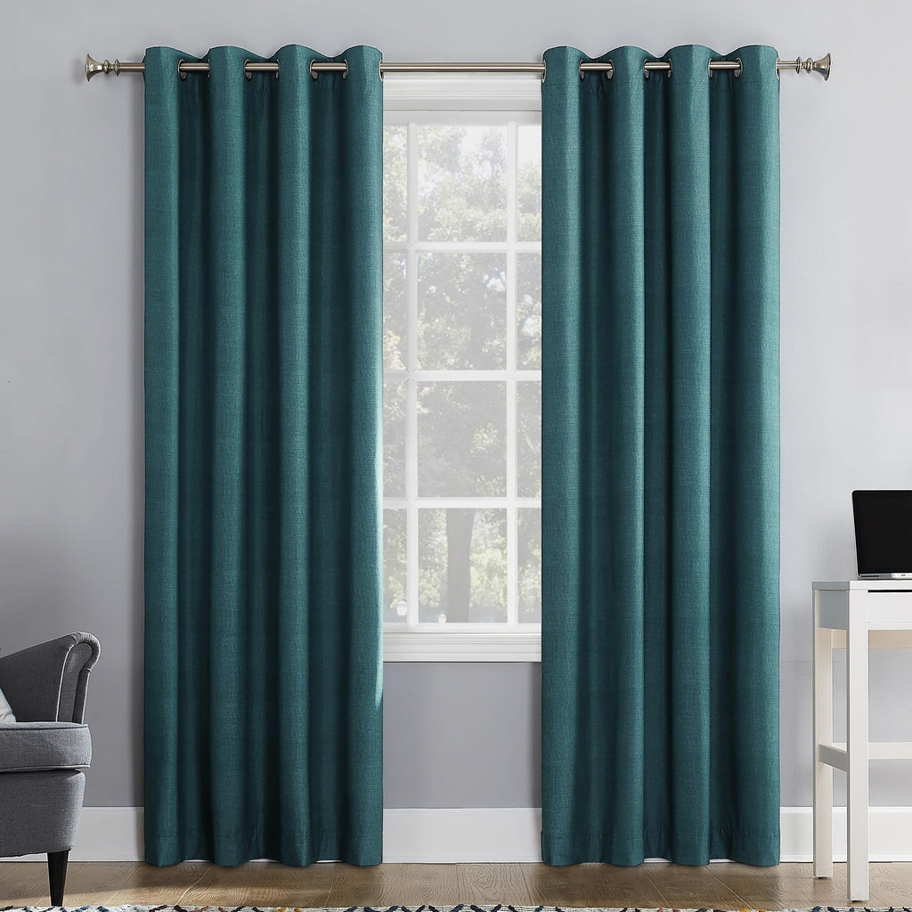 Sun Zero Columbia 2-Pack Thermal Energy Saving 100% Blackout Grommet Curtain Panel Pair, 50" x 84", Dove White