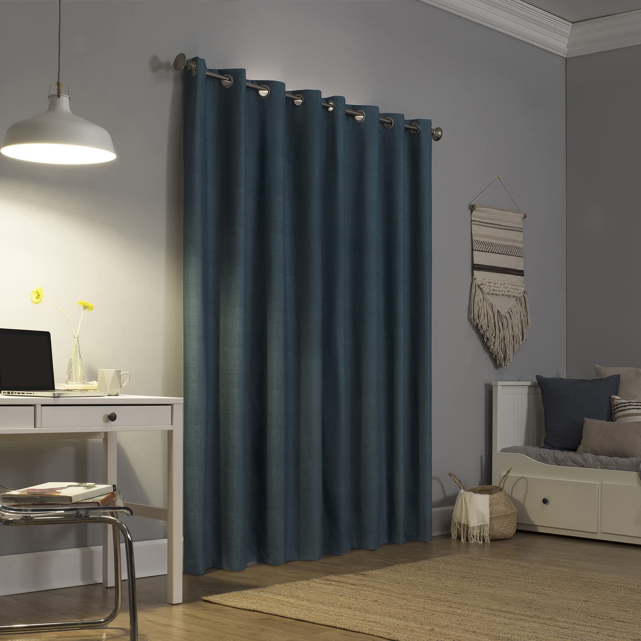 Sun Zero Columbia 2-Pack Thermal Energy Saving 100% Blackout Grommet Curtain Panel Pair, 50" x 84", Dove White