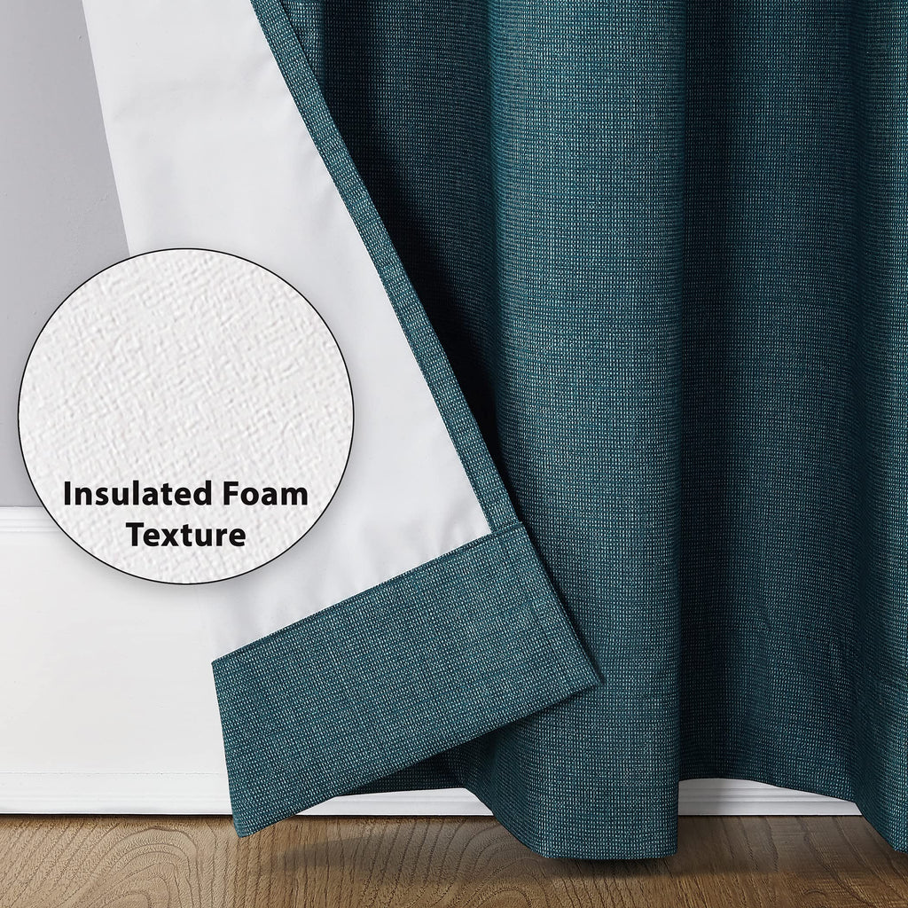 Sun Zero Columbia 2-Pack Thermal Energy Saving 100% Blackout Grommet Curtain Panel Pair, 50" x 84", Dove White