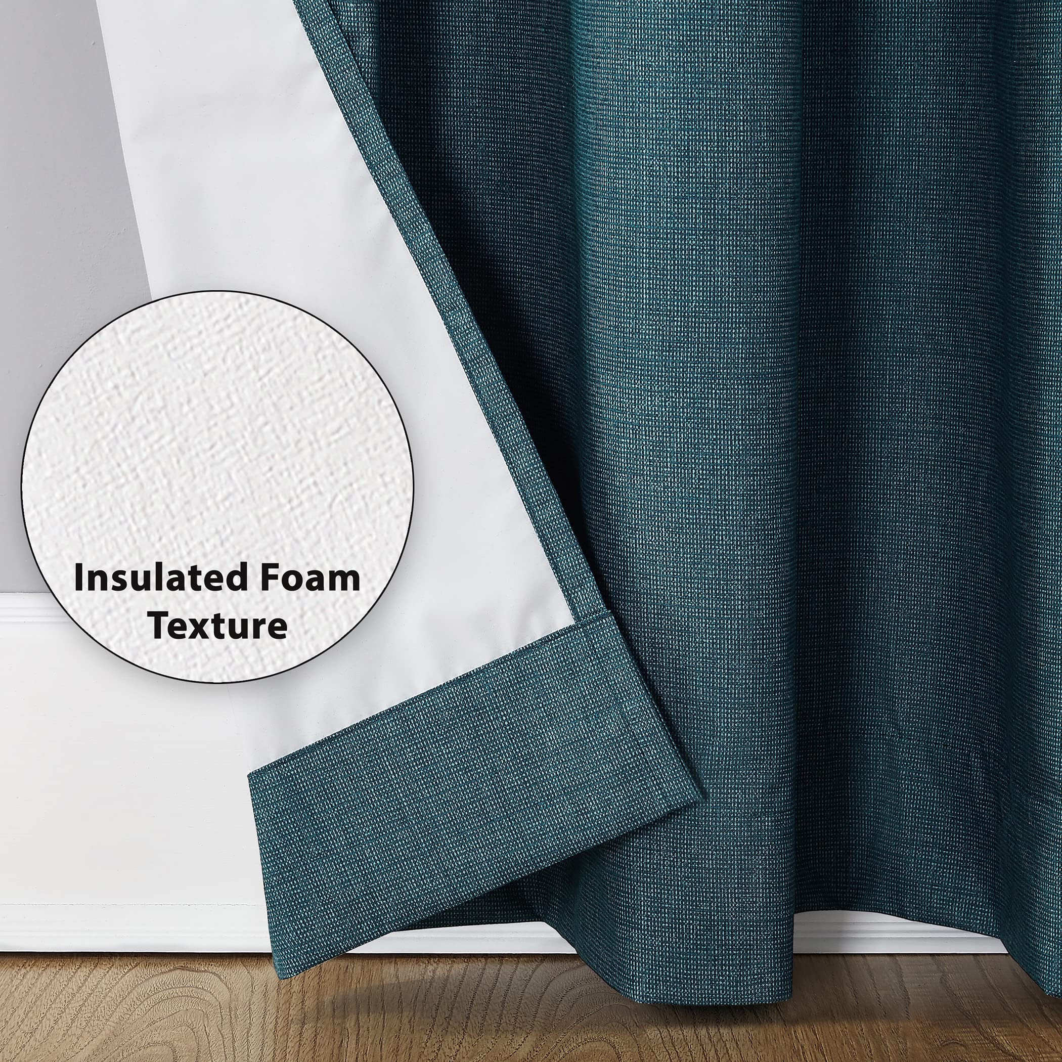 Sun Zero Columbia 2-Pack Thermal Energy Saving 100% Blackout Grommet Curtain Panel Pair, 50" x 84", Dove White